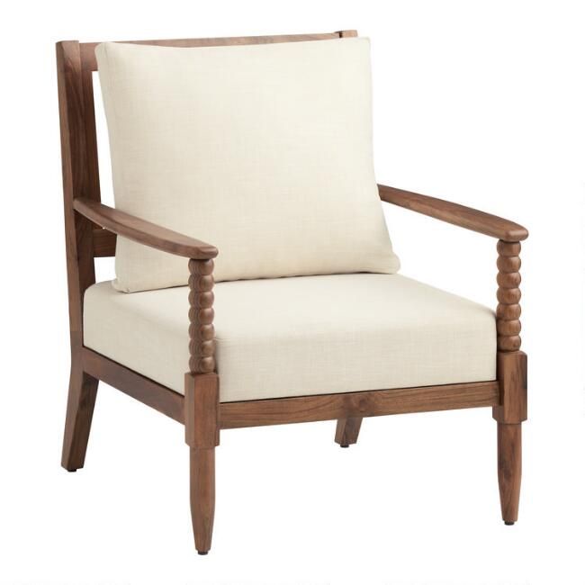 Charlee Rustic Mahogany Bobbin Upholstered Chair | World Market