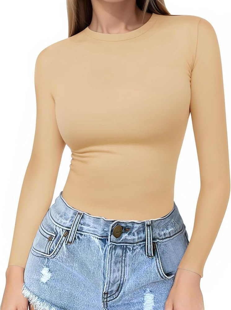 MANGOPOP T Shirts Fitted Shirts Basic Tee Tops | Amazon (US)