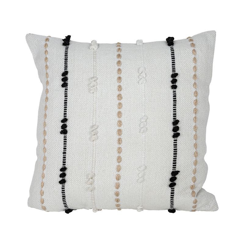 20X20 Inch Hand Woven Multi Stripe Outdoor Pillow White Polyester With Polyester Fill by Foreside... | Target