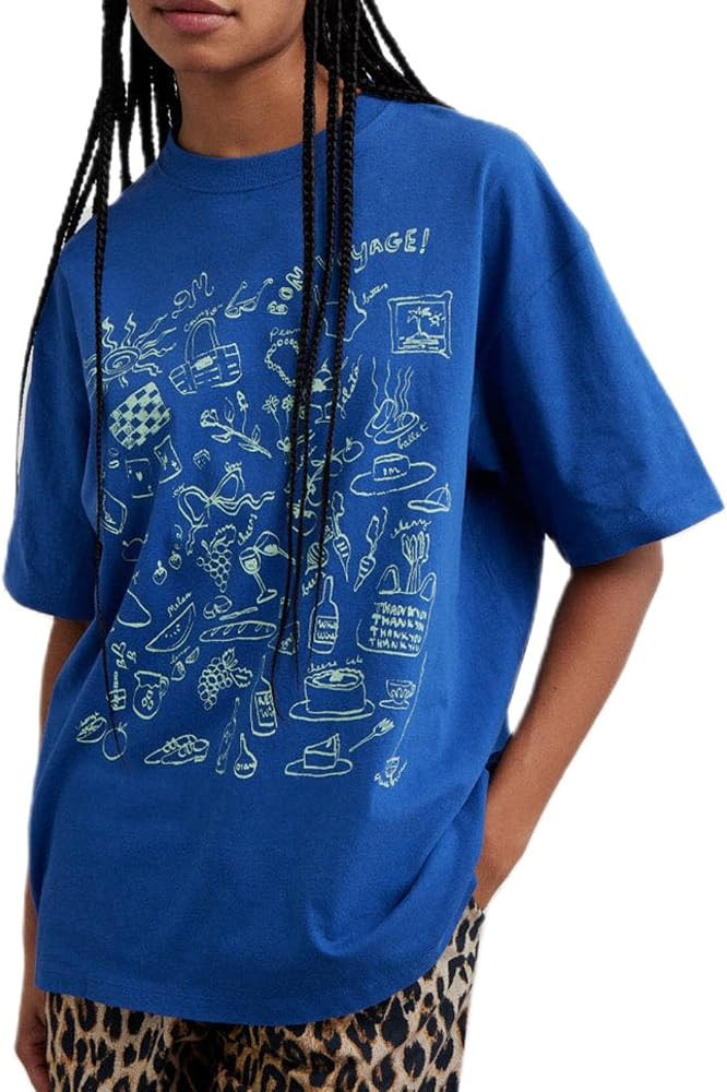 Women Y2k Oversized Graphic Tshirt Fruit Print Crew Neck Summer Casual Short Sleeve Loose Fit Tee... | Amazon (US)