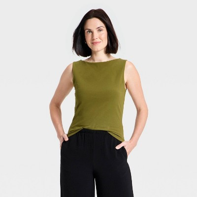 Women's Sculpt Compression Boat Neck Tank Top - A New Day™ Green XL | Target