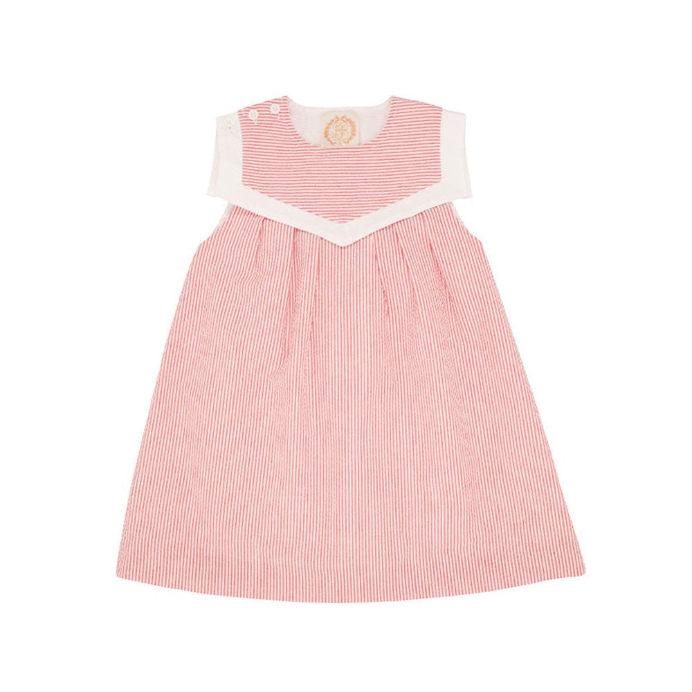 Sarah Sailboat Dress - Richmond Red Seersucker with Worth Avenue White | The Beaufort Bonnet Company