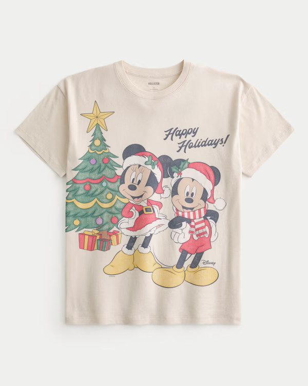 Oversized Minnie & Mickey Mouse Graphic Tee | Hollister (US)