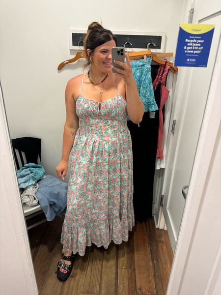 Dressing room try on! This summer Maxi just came home with me! It’s drop waste and so cute! I’m in a size large. This would be a cute vacation or beach dress 

#LTKMidsize #LTKFindsUnder50 #LTKStyleTip