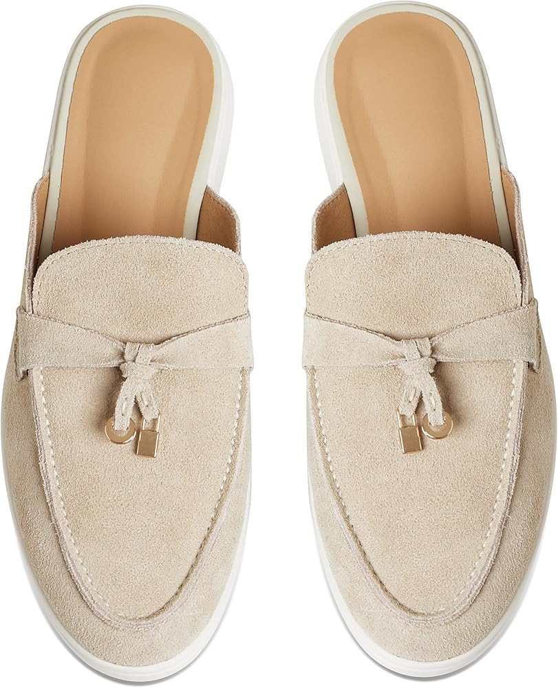 Lovee Cosee Mule for Women Closed Almond Toe Backless Slip on Flat Slides Penny Loafer Slippers | Amazon (US)