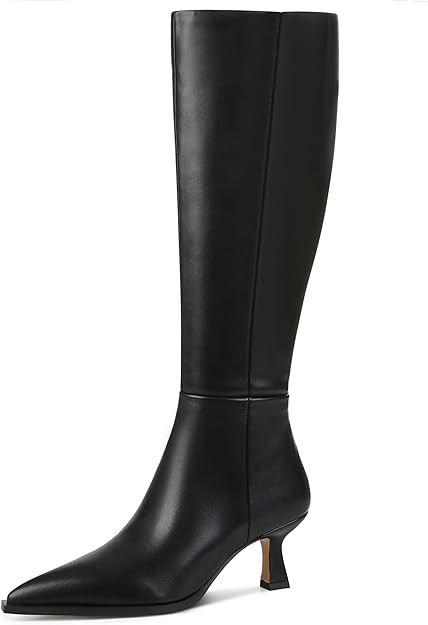 VOMIRA Knee High Boots for Women Black Boots Pointy Toe Kitten Heels Wide Calf Boots 3 In High He... | Amazon (US)
