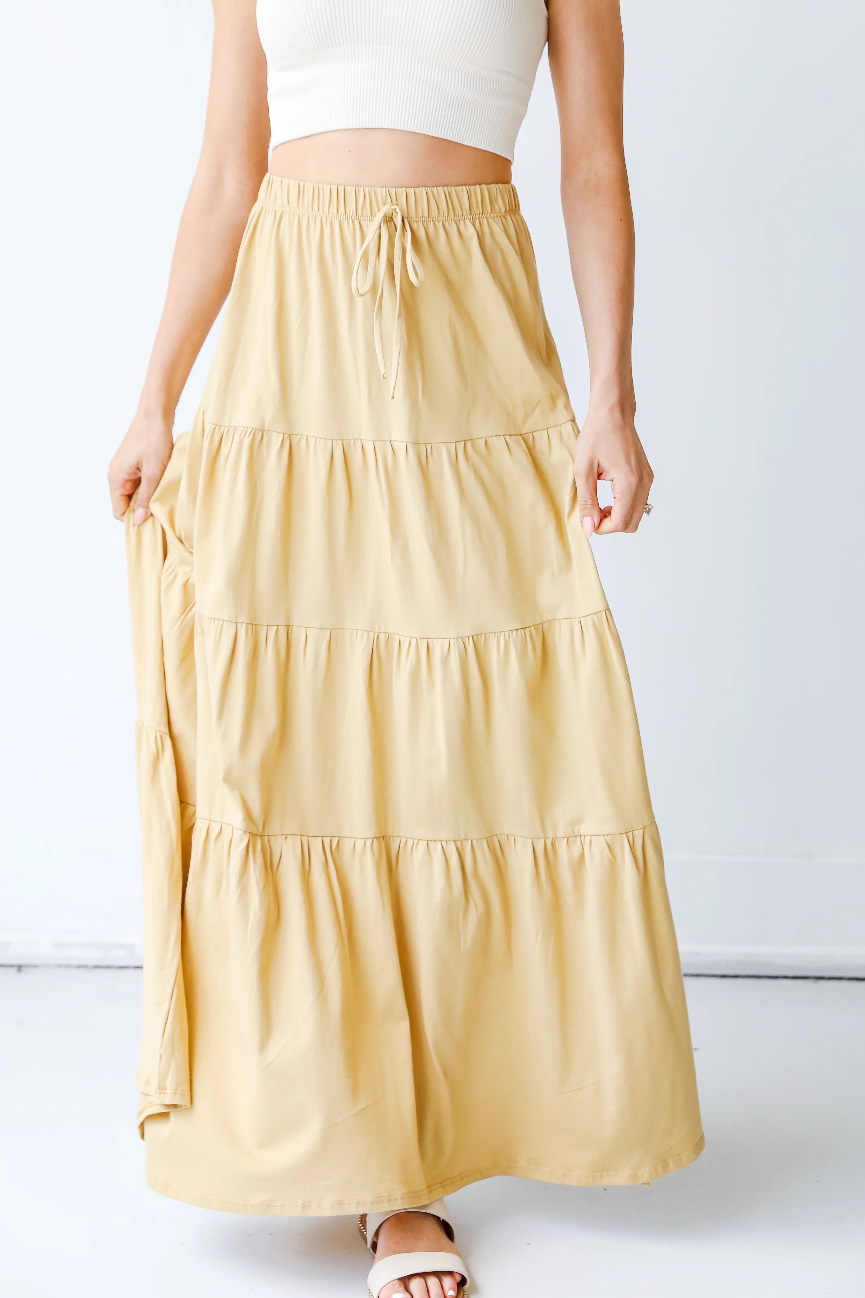 Swept Away Tiered Maxi Skirt | Dress Up