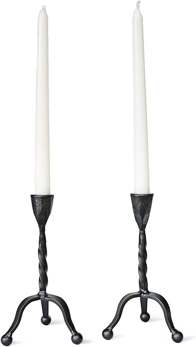 Black Taper Candle Holder Set of 2,Vintage Candle Sticks Holder Decor,Wrought Iron Candle Holder ... | Amazon (US)