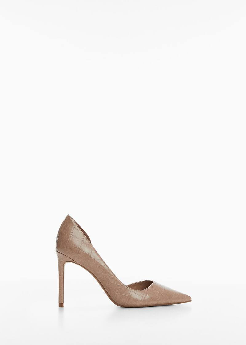 Croc-effect heeled shoes -  Women | Mango United Kingdom | MANGO (UK)