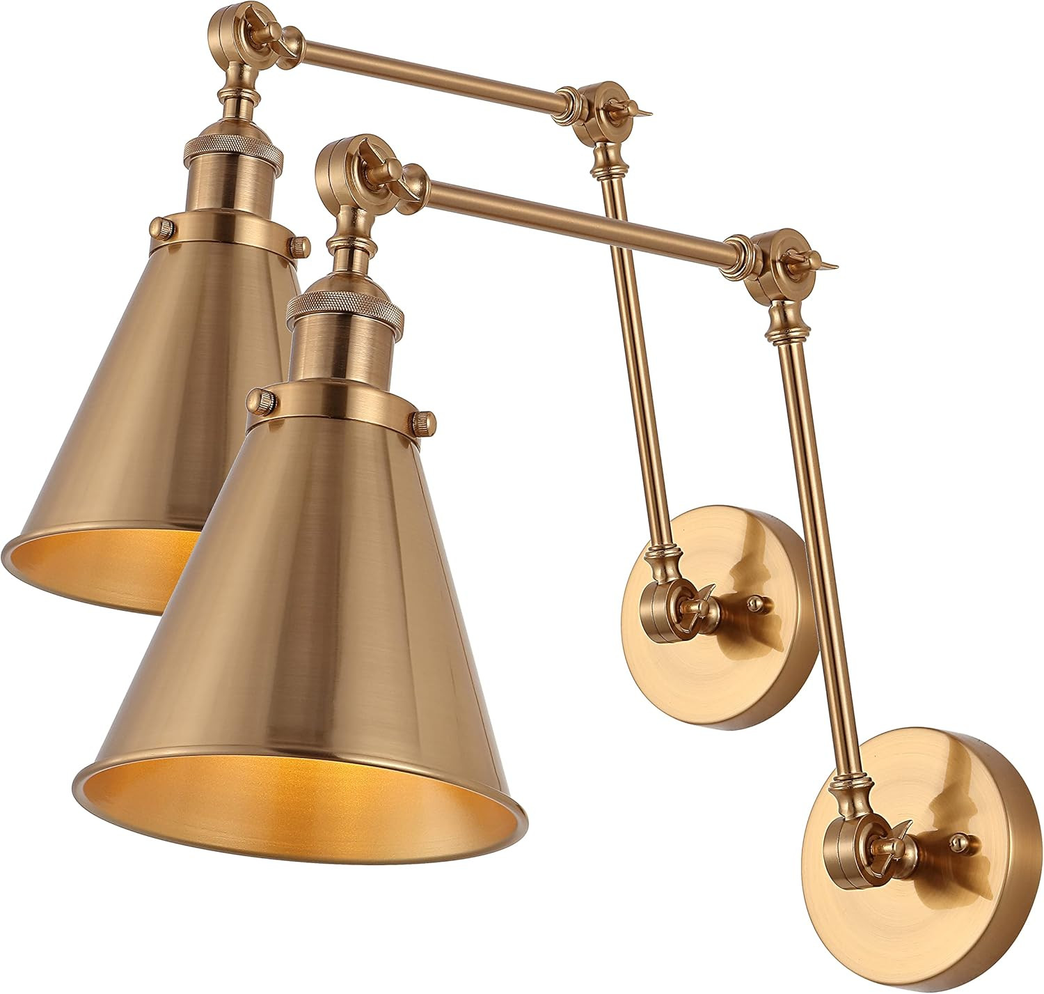 JONATHAN Y 7" Brass Gold Classic Industrial Metal Adjustable Arm LED Wall Sconce for Bedside Read... | Amazon (US)