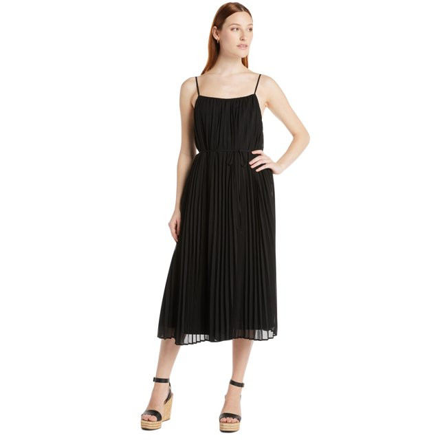 Time and Tru Women's Sleeveless Pleated Dress with Tie Waist, Sizes XS-XXXL | Walmart (US)
