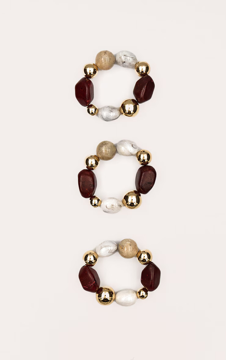 Brown Chunky Beaded Multipack Bracelet | PrettyLittleThing UK