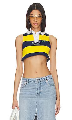Jaded London League Cropped Rugby Shirt in Yellow & Blue from Revolve.com | Revolve Clothing (Global)