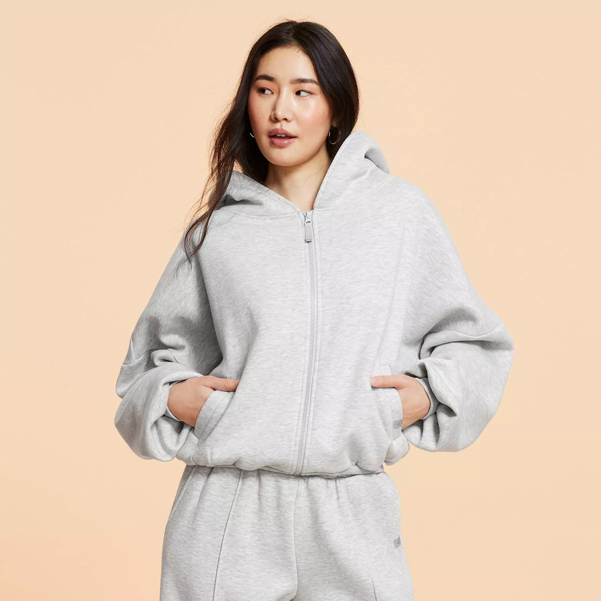 Blogilates Women's Marshmallow Full Zip Hooded Sweatshirt - Black XS | Target