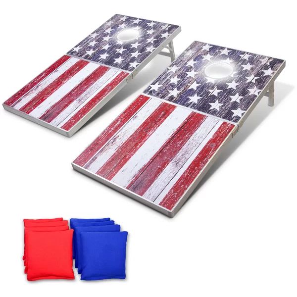2' x 4' LED American Flag Manufactured Wood Cornhole Board | Wayfair North America