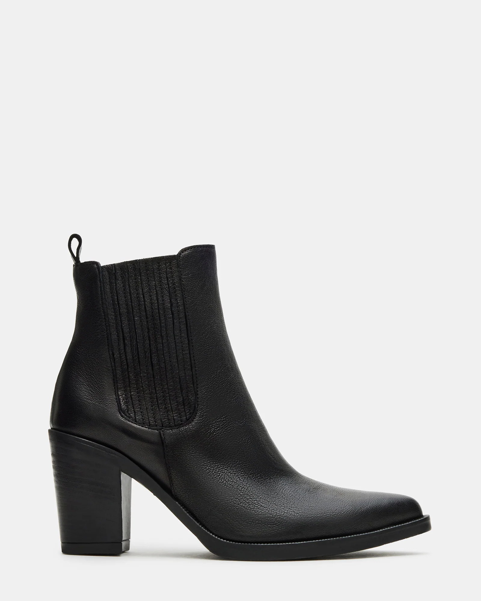 ADLER Black Leather Pointed Toe Ankle Boot | Women's Booties | Steve Madden (US)