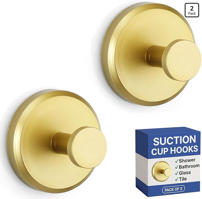 HOME SO Suction Cup Hooks for Shower & Bathroom Towel Holder 2-Pack – Suction Cups Hooks for Ha... | Amazon (US)