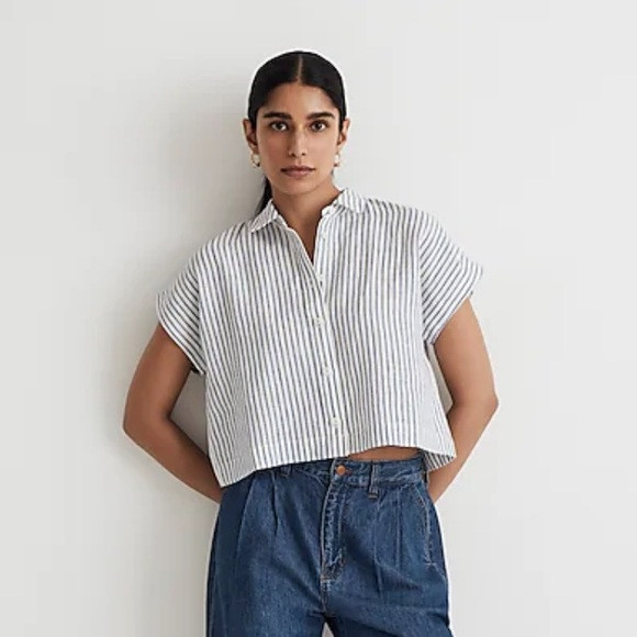 NWT Madewell Cropped Linen Dolman Top | Poshmark