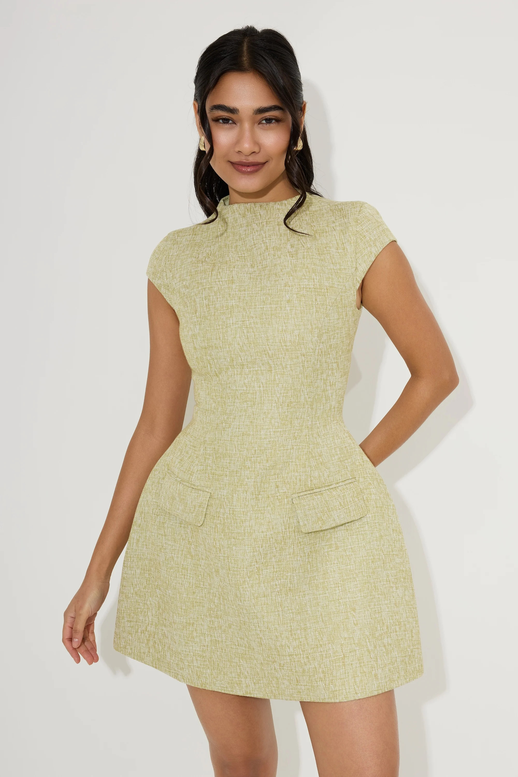 Tweed Cap Sleeve Mini Dress | Odd Muse