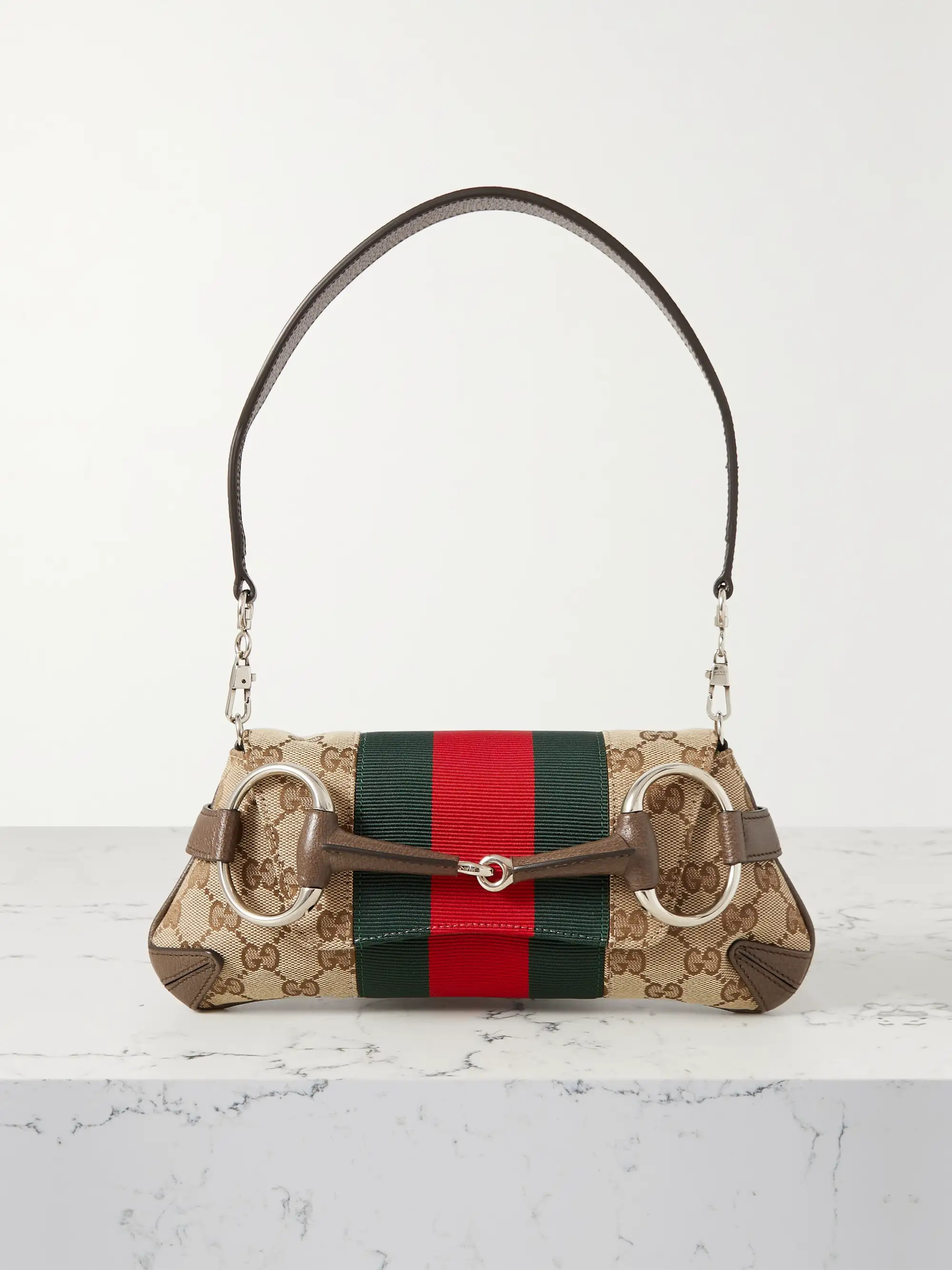 Horsebit embellished webbing-trimmed canvas-jacquard tote | NET-A-PORTER (US)