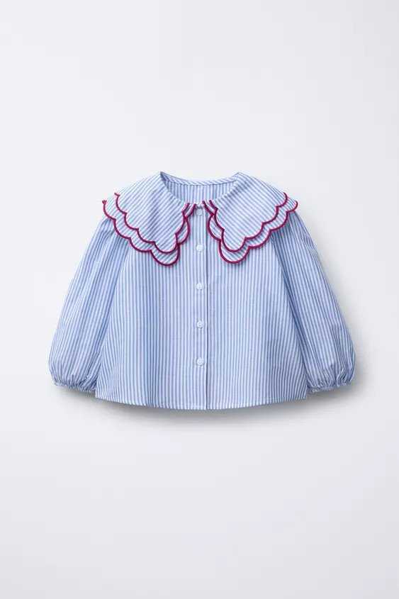 STRIPED DOUBLE COLLAR SHIRT | Zara US