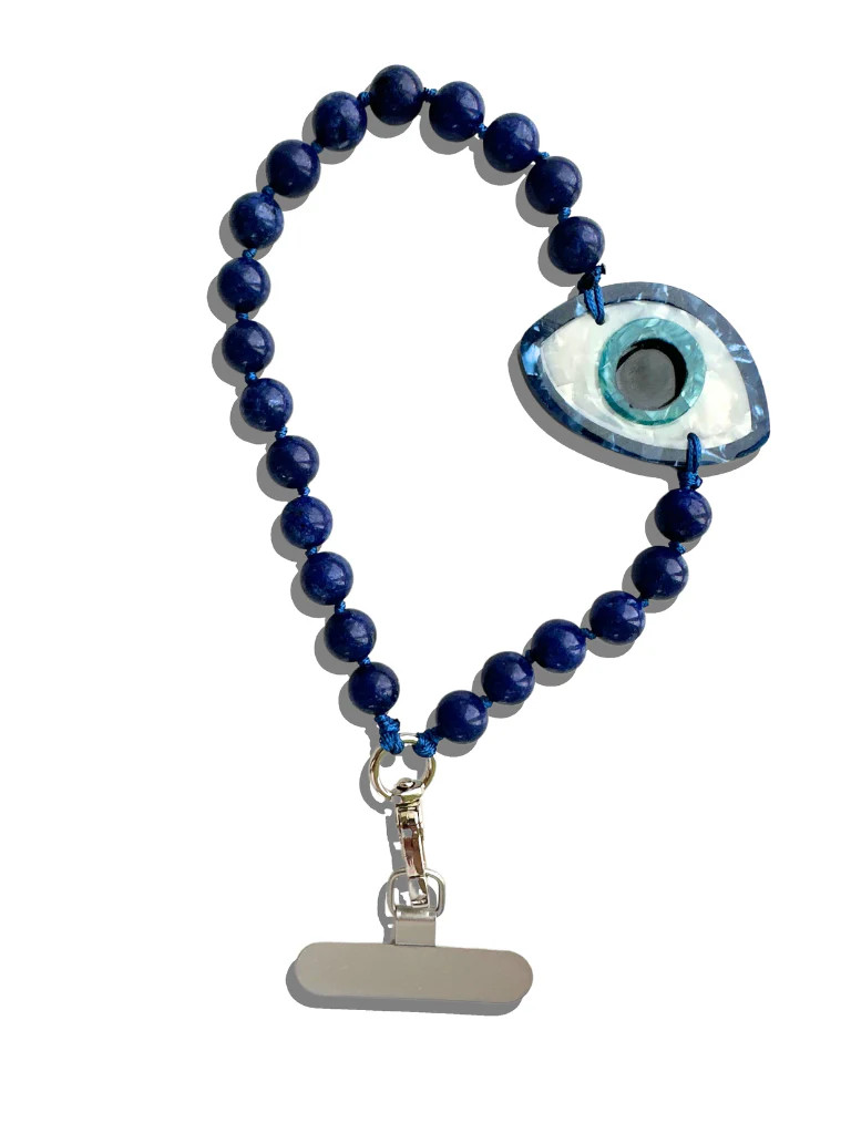 Hand-Painted Evil Eye Gemstone Bracelet Phone Chain | Jones & Daughters