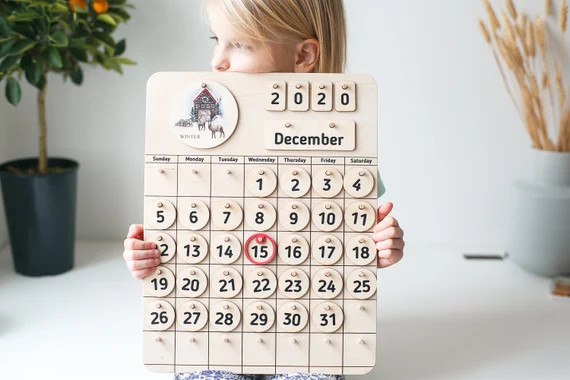 Wooden Calendar  Homeschool  Natural Home Calendar  - Etsy | Etsy (US)