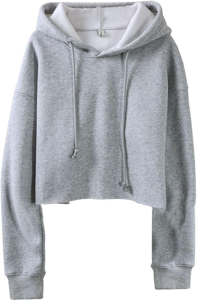 Amazhiyu Women's Cropped Hoodies Long Sleeves Fleece Crop Top Sweatshirt with Hooded | Amazon (US)