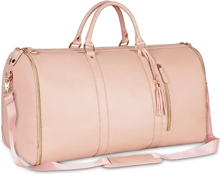 Amazon.com | Carry On Garment Bag, Large Hanging Duffle Bag for Women, PU Leather Duffle Bag Wate... | Amazon (US)