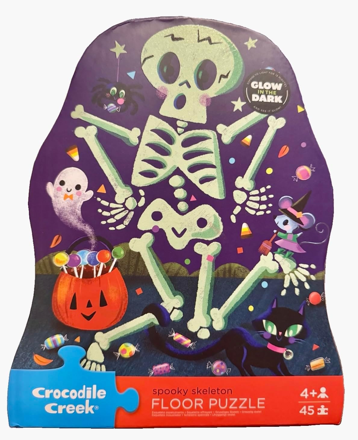 Crocodile Creek Glow in the Dark Spooky Skeleton 45-Piece Floor Puzzle for Kids Ages 4+, Halloween Jigsaw Puzzle | Amazon (US)