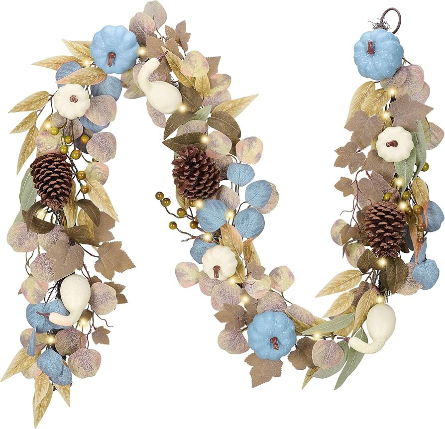 DecorbyHannah Fall Garland with Lights for Front Door, 6 ft Artificial Autumn Garland with Pumpki... | Amazon (US)