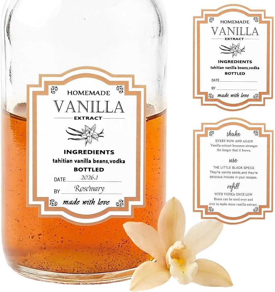 80PCS 2X1.5 Inch Vanilla Extract Labels, Homemade Vanilla Extract Label, Vanilla Labels for Glass... | Amazon (US)