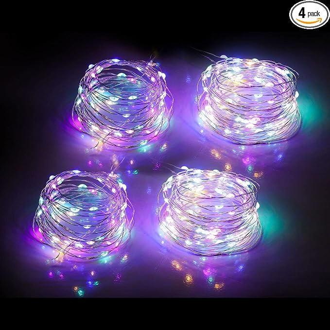 Mandiq 4 Pack Fairy Lights Battery Operated, String Lights 10ft 30 LEDs, Flashing and Constant Li... | Amazon (US)