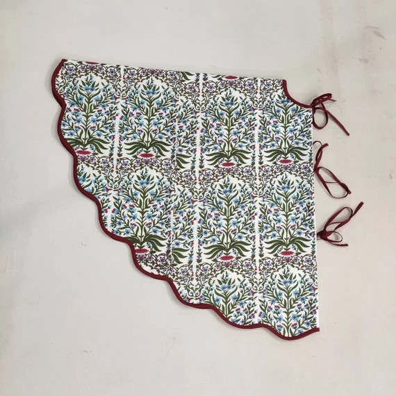 Christmas Scalloped Piping Green TREE Skirt Printed Tree - Etsy | Etsy (US)