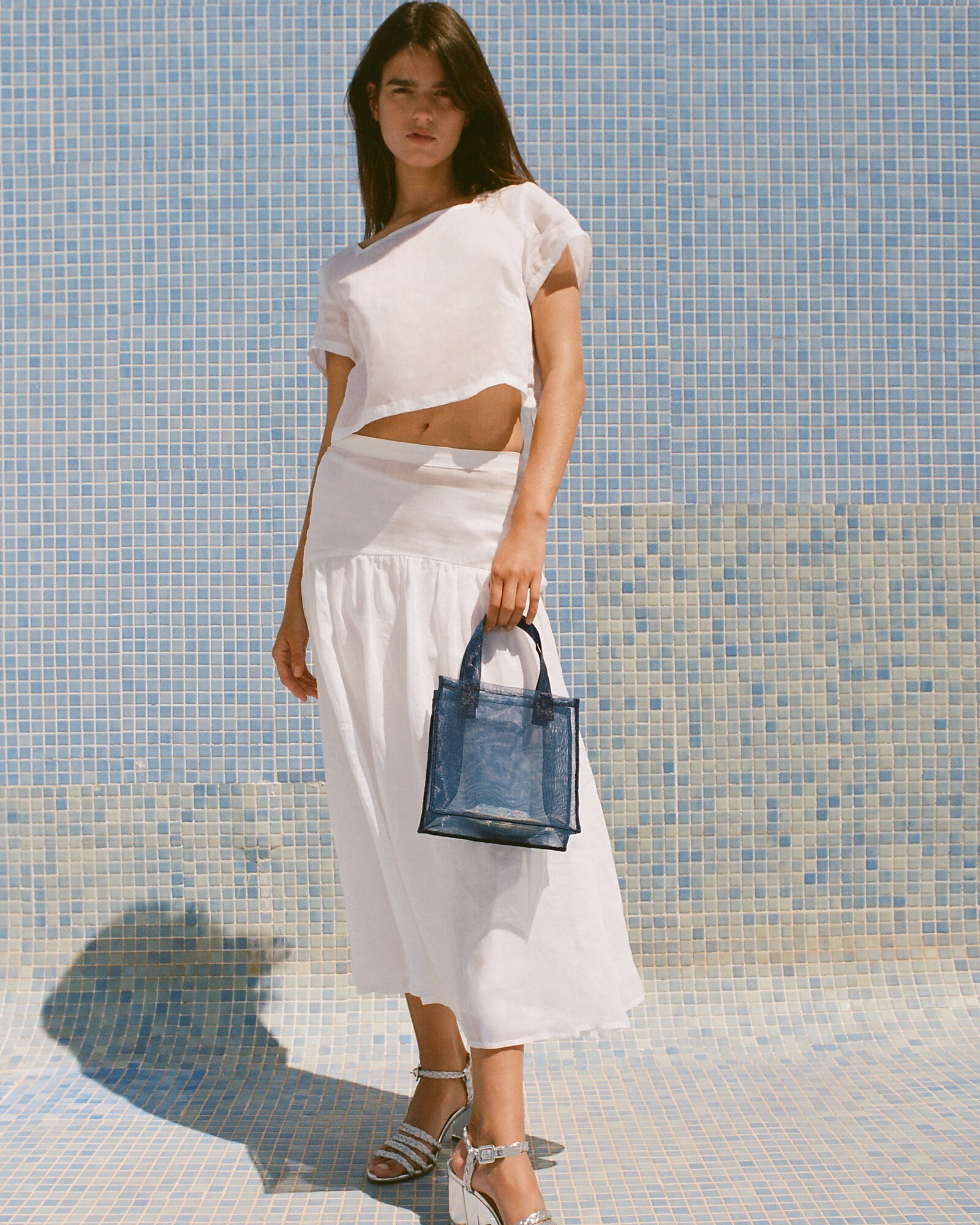 Maryam Nassir Zadeh X J.Crew drop-waist midi skirt in ramie | J. Crew US