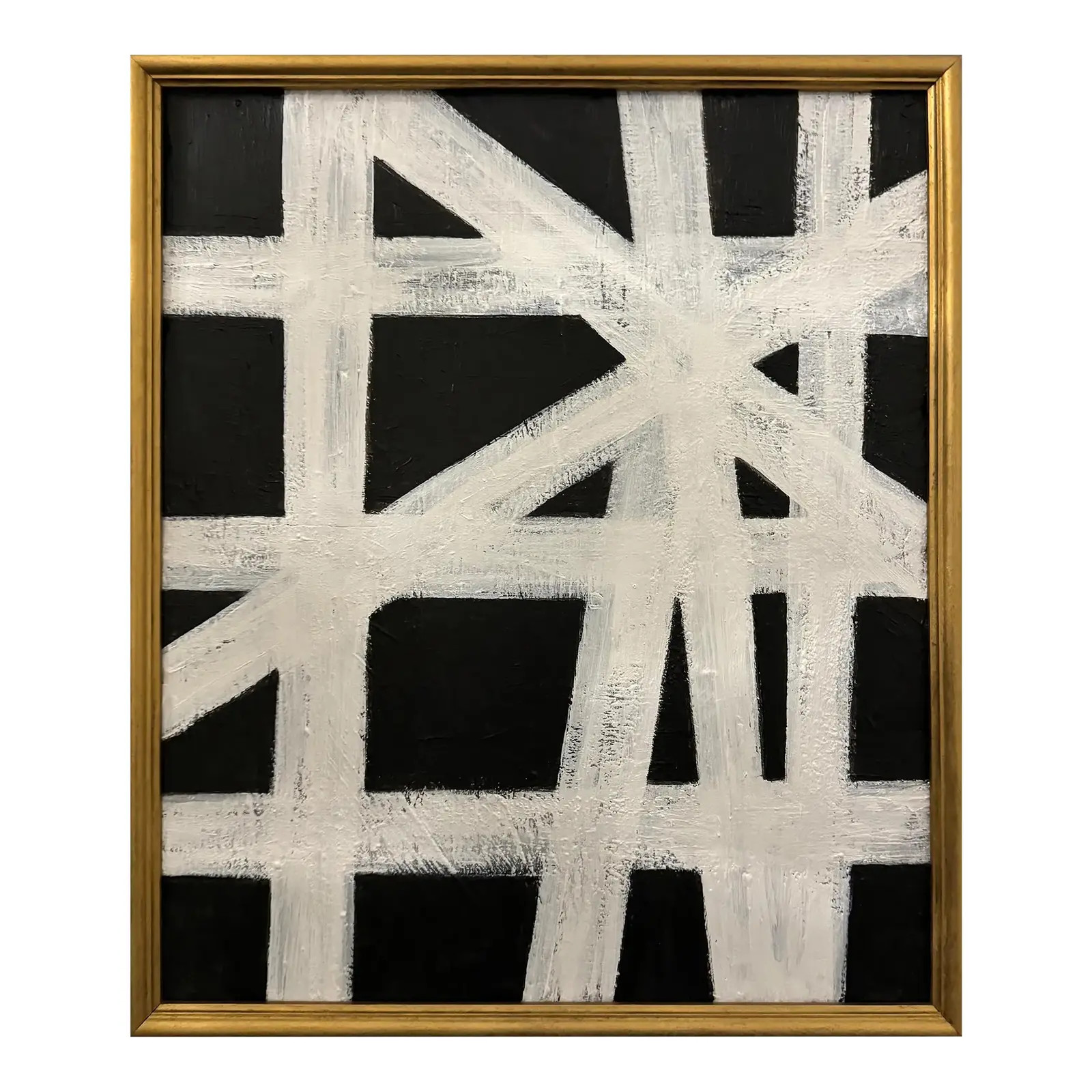 Contemporary Abstract Geometric Black and White Framed Painting by Ilana Greenberg | Chairish