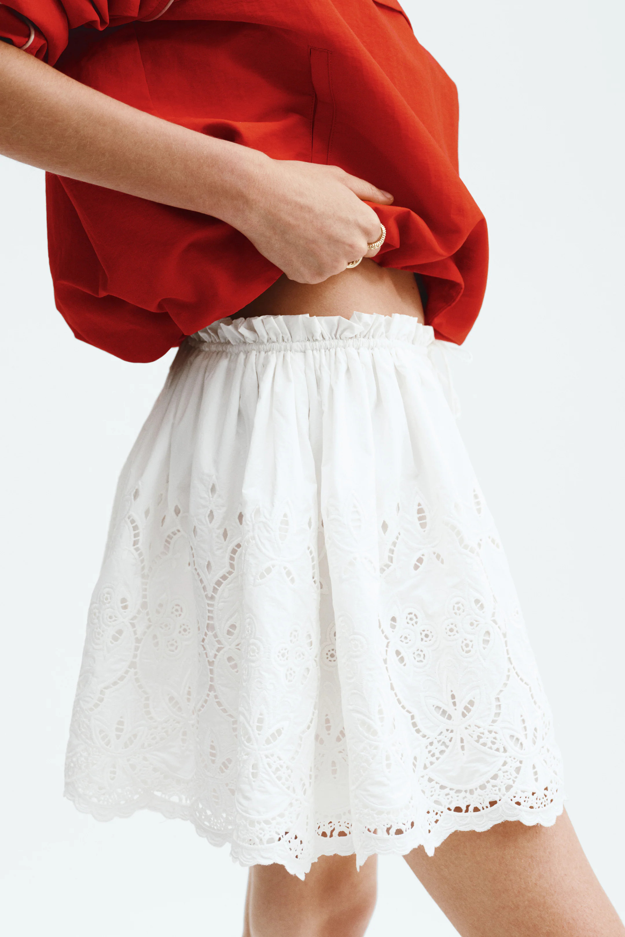 Eyelet-Embroidered Drawstring Skirt | H&M (US + CA)