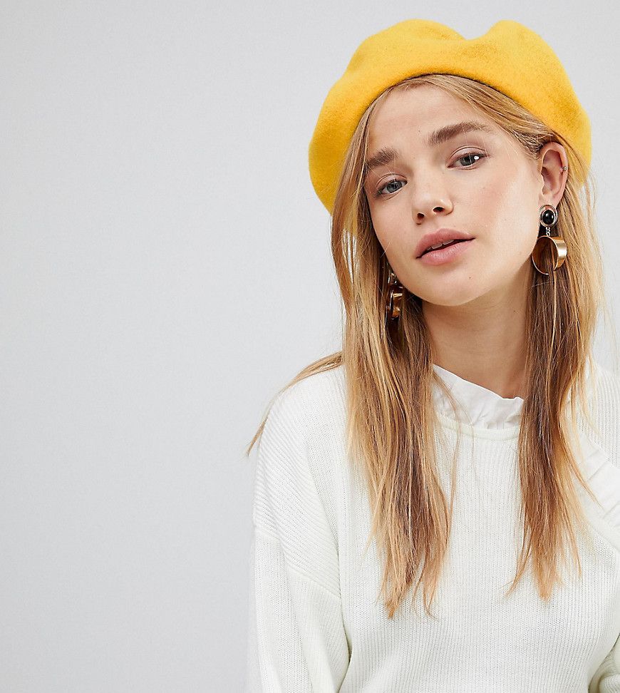 My Accessories Yellow Wool Beret - Yellow | ASOS US