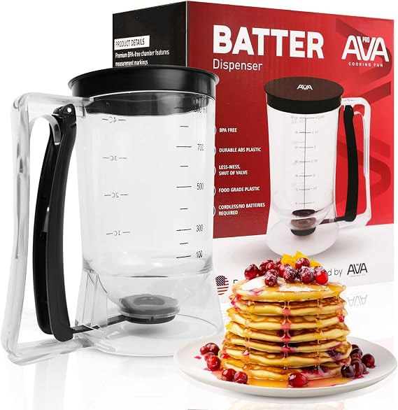 Pancake Dispenser - 900ML, 4 Cups Capacity, BPA Free, Durable & Easy to Clean, Less-Mess, Plastic... | Amazon (US)