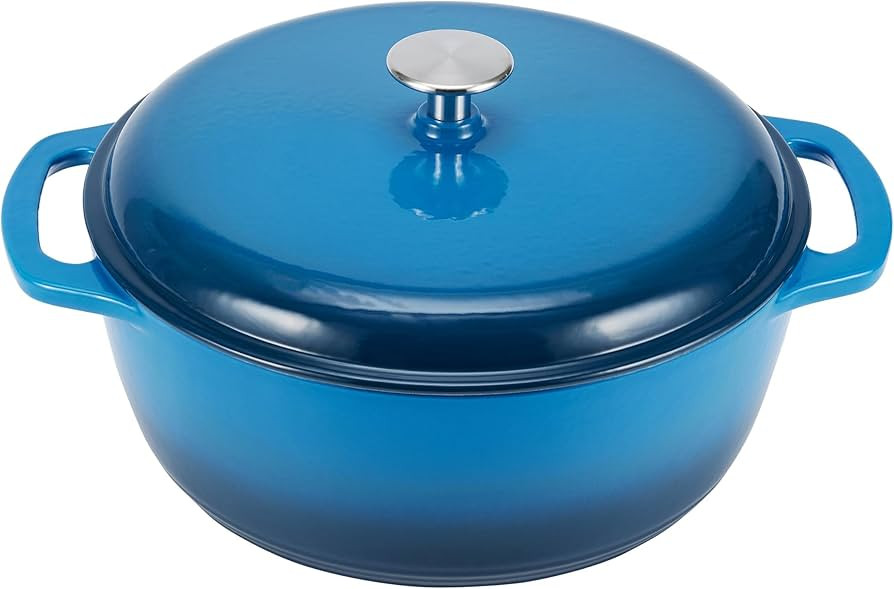 Amazon Basics Cast Iron Dutch Oven Pot with Lid, Enameled, Round, Dual Handles, Heavy-Duty, Small... | Amazon (US)