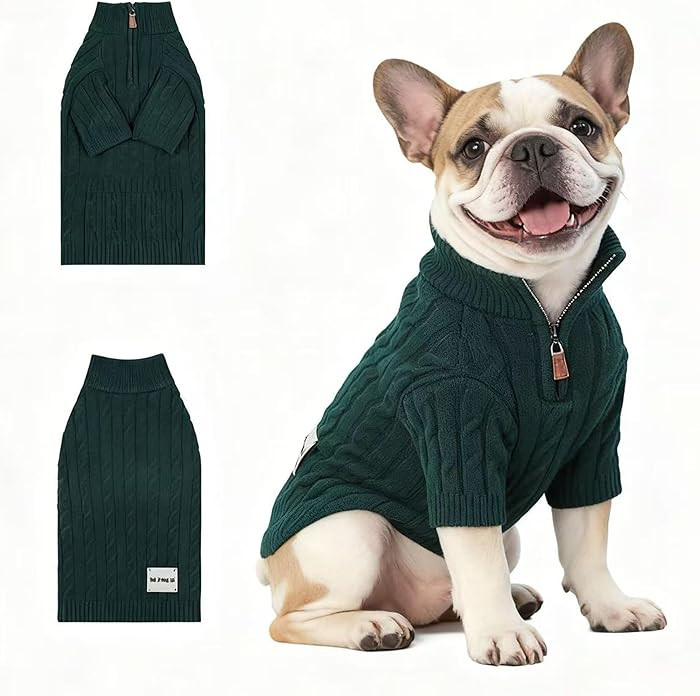 Small/Medium Dog Sweater, Warm Dog Winter Coat w/Sleeves, Comfortable High Neck Premium Dog Cloth... | Amazon (US)