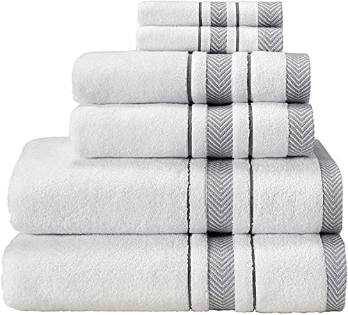 Great Bay Home 6-Piece Luxury Hotel/Spa Cotton Striped Towel Set, 500 GSM. Includes Bath Towels, Han | Amazon (US)