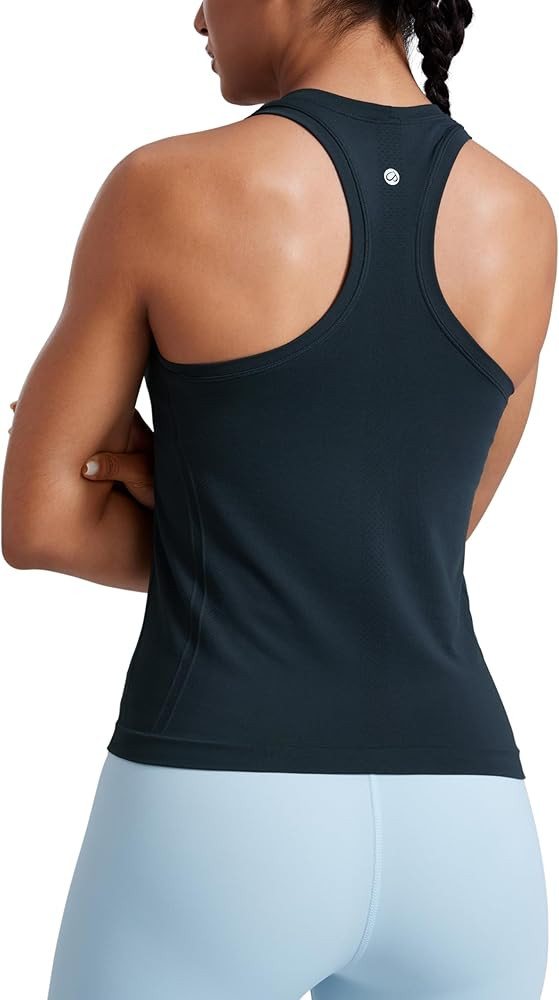 CRZ YOGA Seamless Racerback Tank Tops for Women - Gym Workout Athletic Running Sleeveless Shirts ... | Amazon (US)