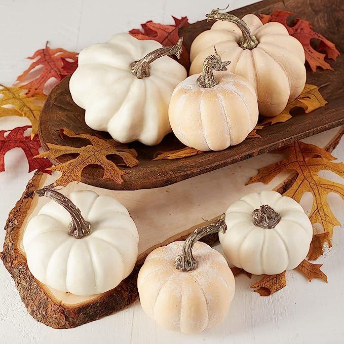 Factory Direct Craft Package of 6 Fall Artificial Assorted Creamy White Pumpkins for Halloween, F... | Amazon (US)