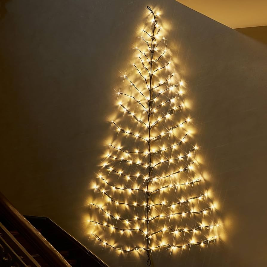 Fudios Lighted Wall Tree 6FT 180LED Warm White for Home Decor, Christmas Tree Lights for Living R... | Amazon (US)