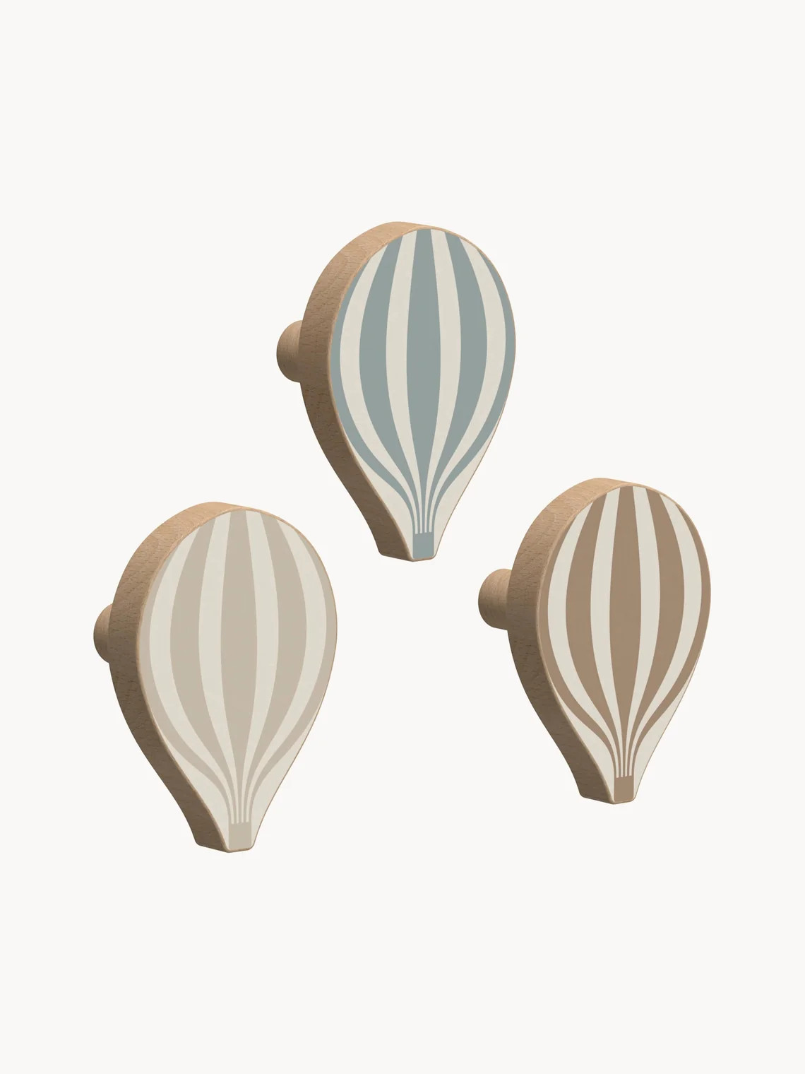 Handgefertigte Wandhaken Ballon aus Buchenholz, 3er-Set | Westwing EU