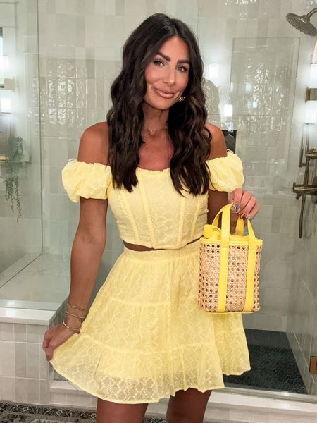 Target Tuesday | yellow top | spring dress | spring outfit | bucket bag | straw bag 
Small top and small skirt 

#LTKfindsunder50 #LTKfindsunder100 #LTKstyletip