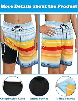 Sarfel Boys Swim Trunks with Compression Liner Kids Swimsuits Boys Bathing Suit Kids Board Shorts... | Amazon (US)