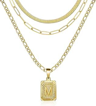 Memgift Gold Layered Necklace Set 3 PCS for Women Girls Dainty Trendy Paperclip Snake Choker Gold... | Amazon (US)