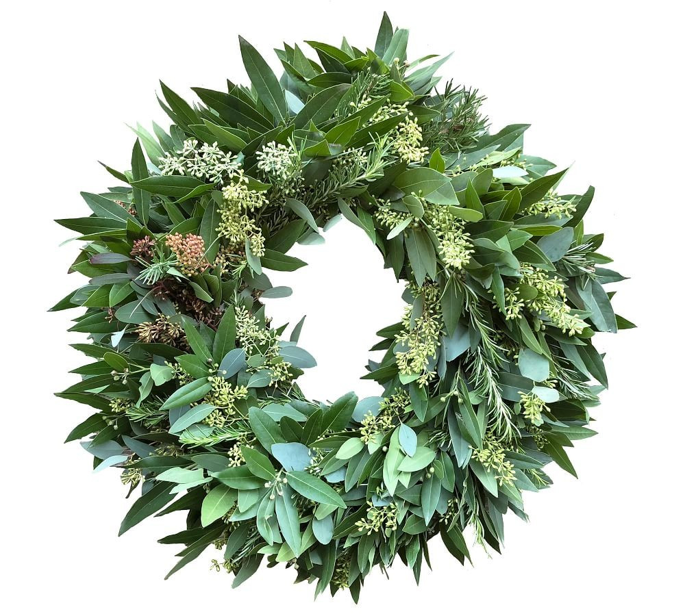 Fresh Bay Leaf, Eucalyptus, and Rosemary Wreath, 12&amp;quot; | Pottery Barn (US)